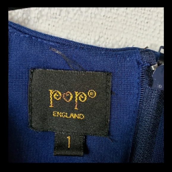 Pop England  Retro Blue Embroidered Mini Dress - Picture 4 of 7